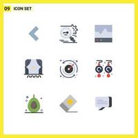 Set of 9 Modern UI Icons Symbols Signs for stopwatch crowd devices cinema scope Editable Vector Design Elements