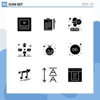 Group of 9 Modern Solid Glyphs Set for man sign planning direction time Editable Vector Design Elements