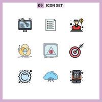 9 Thematic Vector Filledline Flat Colors and Editable Symbols of alignment balance page salesman person Editable Vector Design Elements