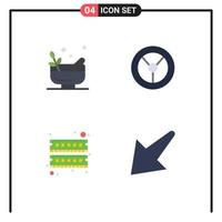 Mobile Interface Flat Icon Set of 4 Pictograms of grinding ram spa computer down Editable Vector Design Elements