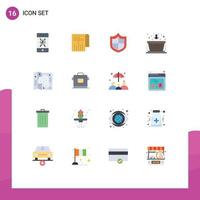 Group of 16 Modern Flat Colors Set for alarm firewall phone modern basket Editable Pack of Creative Vector Design Elements