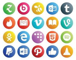 20 Social Media Icon Pack Including spotify coderwall mail edge vine vector