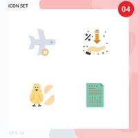 Pack of 4 Modern Flat Icons Signs and Symbols for Web Print Media such as flight offer transport percent chicken Editable Vector Design Elements