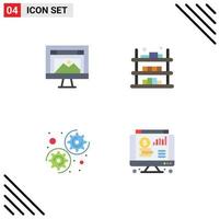 conjunto moderno de 4 iconos planos pictograma de la aplicación vender imagen opciones de comercio elementos de diseño vectorial editables vector