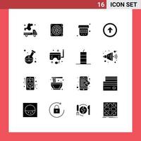 16 User Interface Solid Glyph Pack of modern Signs and Symbols of health user interface air user arrow Editable Vector Design Elements