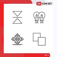 4 Creative Icons Modern Signs and Symbols of flip lane bulb pencil sign Editable Vector Design Elements