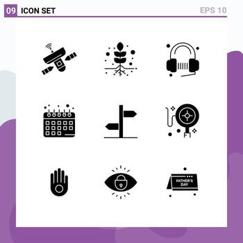 Set of 9 Modern UI Icons Symbols Signs for logistic plans customer healthy diet song Editable Vector Design Elements