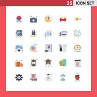 Editable Vector Line Pack of 25 Simple Flat Colors of system rating celebrate lead content Editable Vector Design Elements