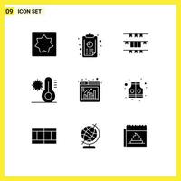 Set of 9 Modern UI Icons Symbols Signs for window snow banner flake irish Editable Vector Design Elements