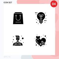 Group of 4 Solid Glyphs Signs and Symbols for buy light package eco painter Editable Vector Design Elements