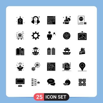 25 Universal Solid Glyph Signs Symbols of planning develop design coding spa Editable Vector Design Elements