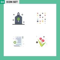 Modern Set of 4 Flat Icons and symbols such as birthday prescription party instructure data present Editable Vector Design Elements