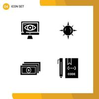 Solid Glyph concept for Websites Mobile and Apps computer code sun dollar develop Editable Vector Design Elements