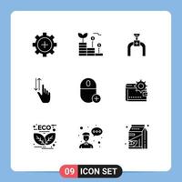 Pack of 9 creative Solid Glyphs of down hand money gestures line Editable Vector Design Elements