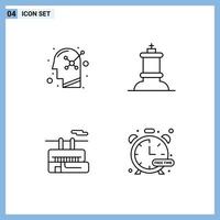 Universal Icon Symbols Group of 4 Modern Filledline Flat Colors of optimistic transport human mind king timer Editable Vector Design Elements