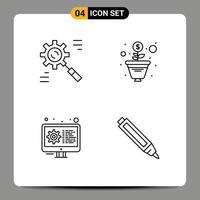 Pictogram Set of 4 Simple Filledline Flat Colors of business development effective money settings Editable Vector Design Elements