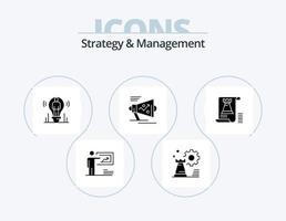 Strategy And Management Glyph Icon Pack 5 Icon Design. loudspeaker. marketing. setting. light. user vector