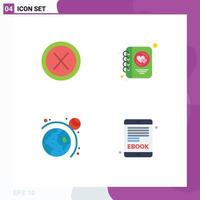 Set of 4 Commercial Flat Icons pack for close astronomy no heart system Editable Vector Design Elements