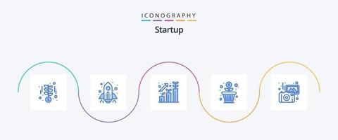 paquete de iconos de inicio azul 5 que incluye fotografía. crecimiento del dinero. negocio. dinero. flor vector