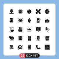 Mobile Interface Solid Glyph Set of 25 Pictograms of data nature golfball herb bloom Editable Vector Design Elements