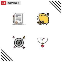 Set of 4 Modern UI Icons Symbols Signs for business target degree diet food arrow Editable Vector Design Elements