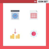 Modern Set of 4 Flat Icons Pictograph of computer cashing watch excel basic Editable Vector Design Elements