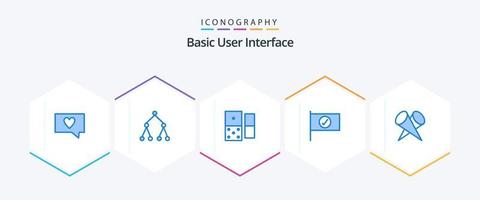 paquete básico de 25 íconos azules que incluye . cima. dominó popular. Destacados vector