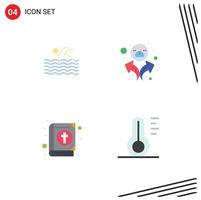 4 Flat Icon concept for Websites Mobile and Apps activity bible swimming people holiday Editable Vector Design Elements