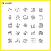 Set of 25 Vector Lines on Grid for shopping shopping bulb location world Editable Vector Design Elements