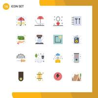 Editable Vector Line Pack of 16 Simple Flat Colors of assets event money summer necklace Editable Pack of Creative Vector Design Elements