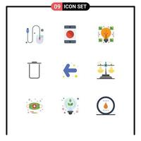 Flat Color Pack of 9 Universal Symbols of back trash mobile sets sharing Editable Vector Design Elements