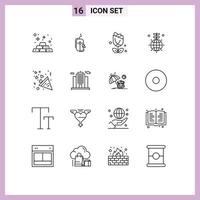 Universal Icon Symbols Group of 16 Modern Outlines of celebration world shopping globe plent Editable Vector Design Elements