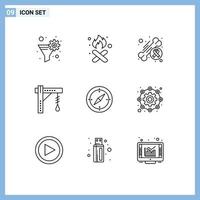 9 Thematic Vector Outlines and Editable Symbols of halloween bulb smoke brightness day Editable Vector Design Elements