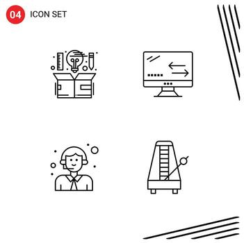 4 Universal Line Signs Symbols of computer customer idea connection logistic Editable Vector Design Elements