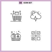 Group of 4 Filledline Flat Colors Signs and Symbols for ai pollution shopping weather business Editable Vector Design Elements