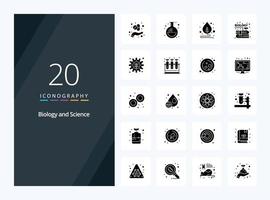 20 Biology Solid Glyph icon for presentation vector