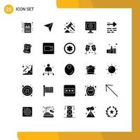 Modern Set of 25 Solid Glyphs and symbols such as lock play mail video banking Editable Vector Design Elements