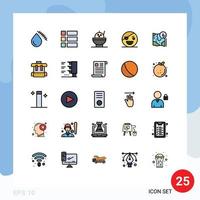 Modern Set of 25 Filled line Flat Colors Pictograph of google scary layout pirate horror Editable Vector Design Elements