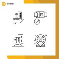 4 Creative Icons Modern Signs and Symbols of architecture science lab sustainable safety scientific research Editable Vector Design Elements