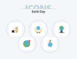 paquete de iconos planos del día de la tierra 5 diseño de iconos. verde. tierra. tierra. salvar el mundo. verde vector