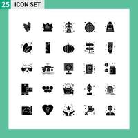 Set of 25 Modern UI Icons Symbols Signs for complex meal electrical food cooking Editable Vector Design Elements