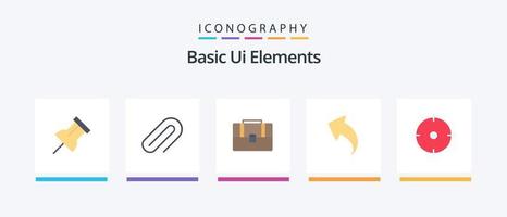 paquete de iconos básicos de elementos de interfaz de usuario plana 5 que incluye objetivo. arquero. valija. flechas izquierda. diseño de iconos creativos vector