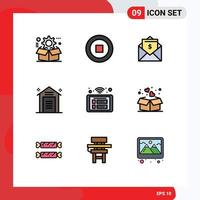 Universal Icon Symbols Group of 9 Modern Filledline Flat Colors of access storehouse letter storage e commerce Editable Vector Design Elements