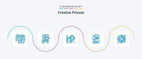 paquete de iconos azul 5 de proceso creativo que incluye . creativo. proceso. objetivo. expediente vector