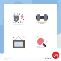 Set of 4 Vector Flat Icons on Grid for energy desk nature gym office Editable Vector Design Elements