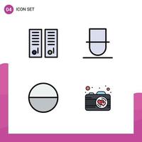 Universal Icon Symbols Group of 4 Modern Filledline Flat Colors of gym locker pill school human camera Editable Vector Design Elements