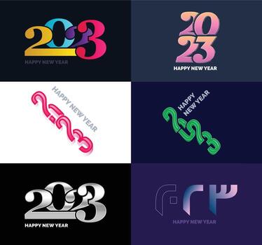 Big Set of 2023 Happy New Year logo text design 2023 number design template vector