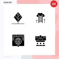 Universal Icon Symbols Group of 4 Modern Solid Glyphs of feather globe tree dream link Editable Vector Design Elements