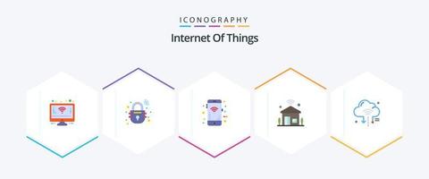 internet de las cosas 25 paquete de iconos planos que incluye iot. Wifi. señales móviles. iot Internet vector