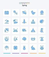 Paquete creativo de iconos azules Spring 25 como Apple. primavera. animal. cisne. pato vector